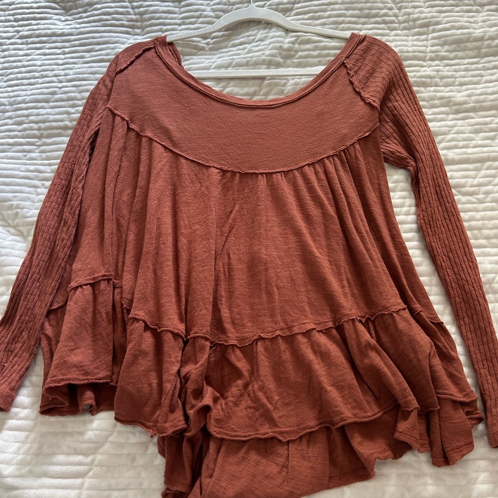 free people long sleeve open back top